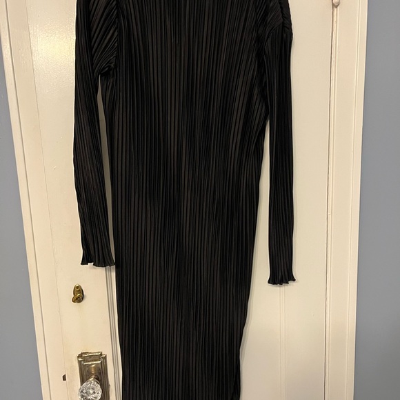 Rails Jordy Women Plisse Pleated Midi Black Long Sleeve Dress Size Medium - Picture 6 of 6